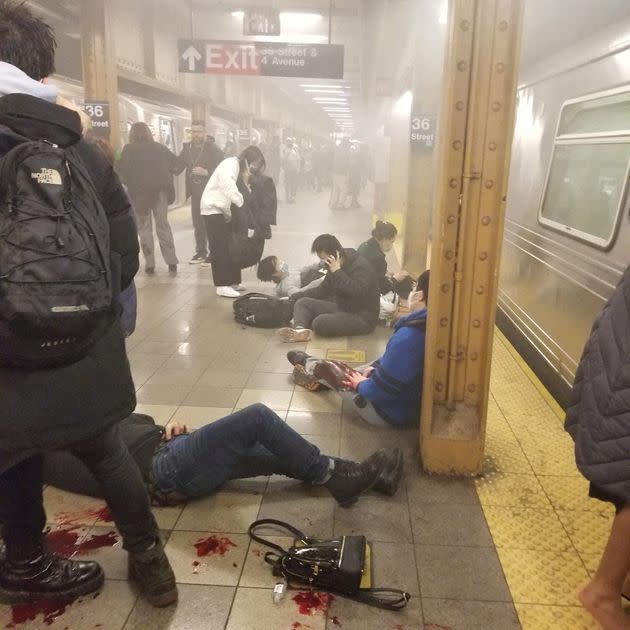 Wounded people at the 36th Street subway station in New York City on Tuesday. (Photo: Social Media via Reuters)