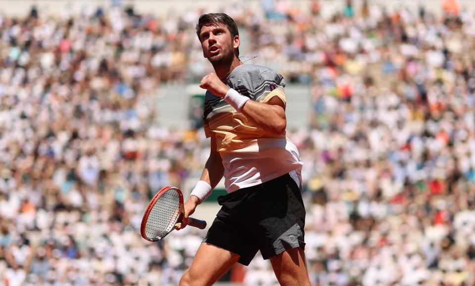 Cameron Norrie celebrates a point against Benoit Paire.