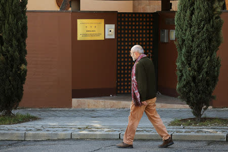 A man walks past the North Korea's embassy in Madrid, Spain February 28, 2019. REUTERS/Sergio Perez/Files