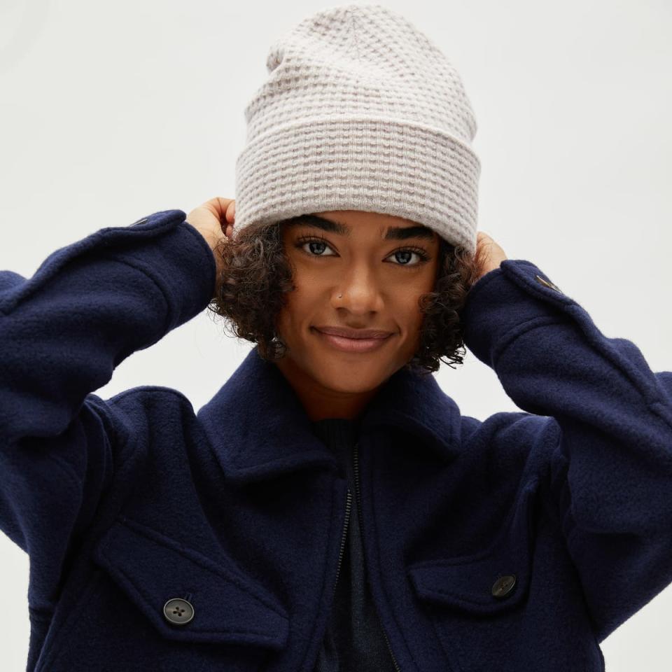 Everlane's new Belgian Waffle beanie is just one of their cold weather must-have accessories.