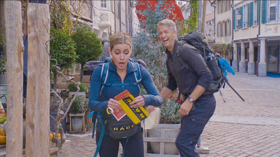 Kim and Penn Holderness in the Jan. 26, 2022, episode of “The Amazing Race” on CBS.