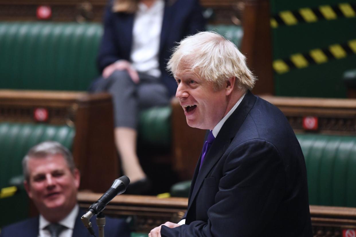 <p>Boris Johnson was in a buoyant mood at PMQs</p> (PA)