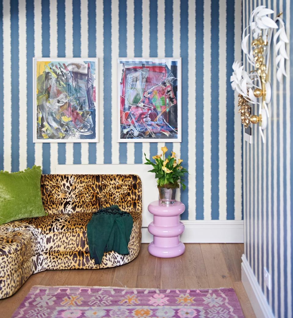 "To balance this dynamic print, I love pairing it with solid colours and large-scale geometric prints, which help it from becoming overwhelming,' says interior designer Natalie Tredgett