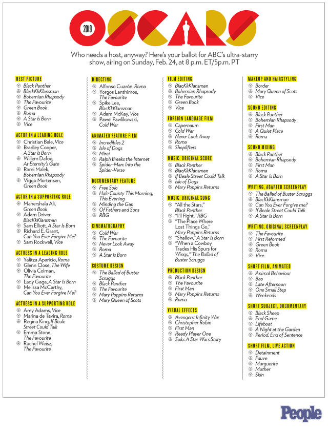 Download the official Oscar ballot before the Academy Awards