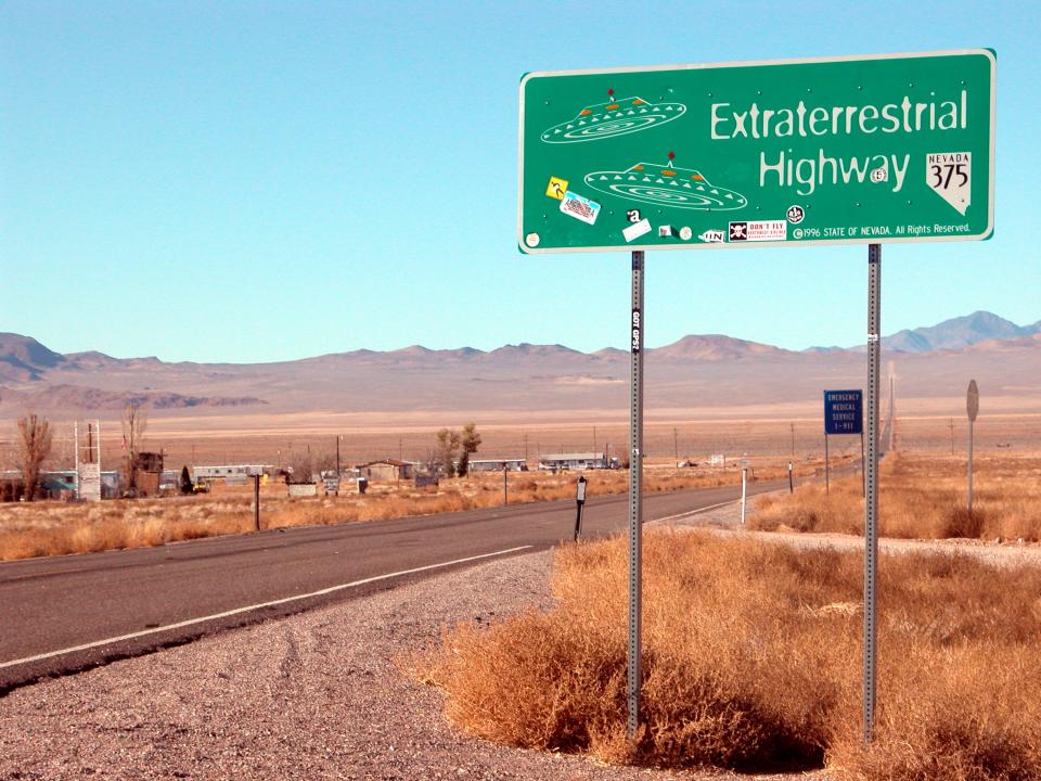 A highway sign reading "Extraterrestrial Highway"