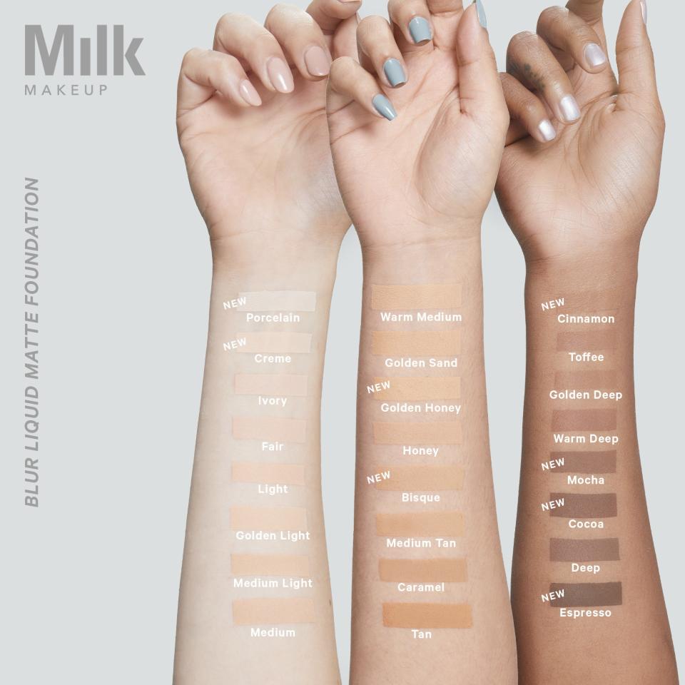 <h1 class="title">Milk Makeup Blur Foundation Shades Swatch</h1><cite class="credit">Milk Makeup</cite>