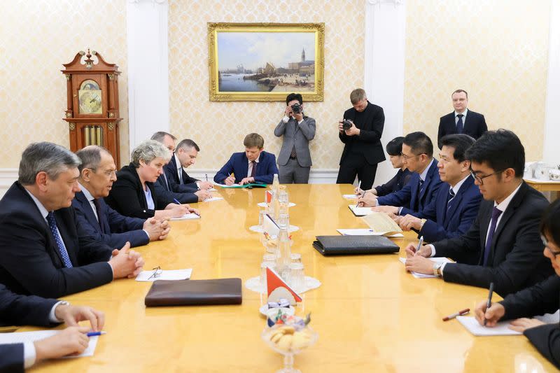 Russian Foreign Minister Sergei Lavrov and Chinese Special Envoy for Eurasian Affairs Li Hui meet in Moscow