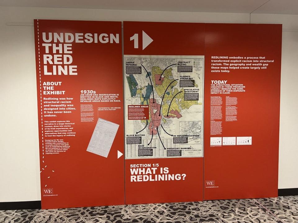 The u0022Undesign the Red Lineu0022 exhibit opened in December at the Main Branch of the St. Joseph County Public Library and will be featured Jan. 16, 2023, at Century Center as part of the venue's day-long observance of Martin Luther King Jr. Day.