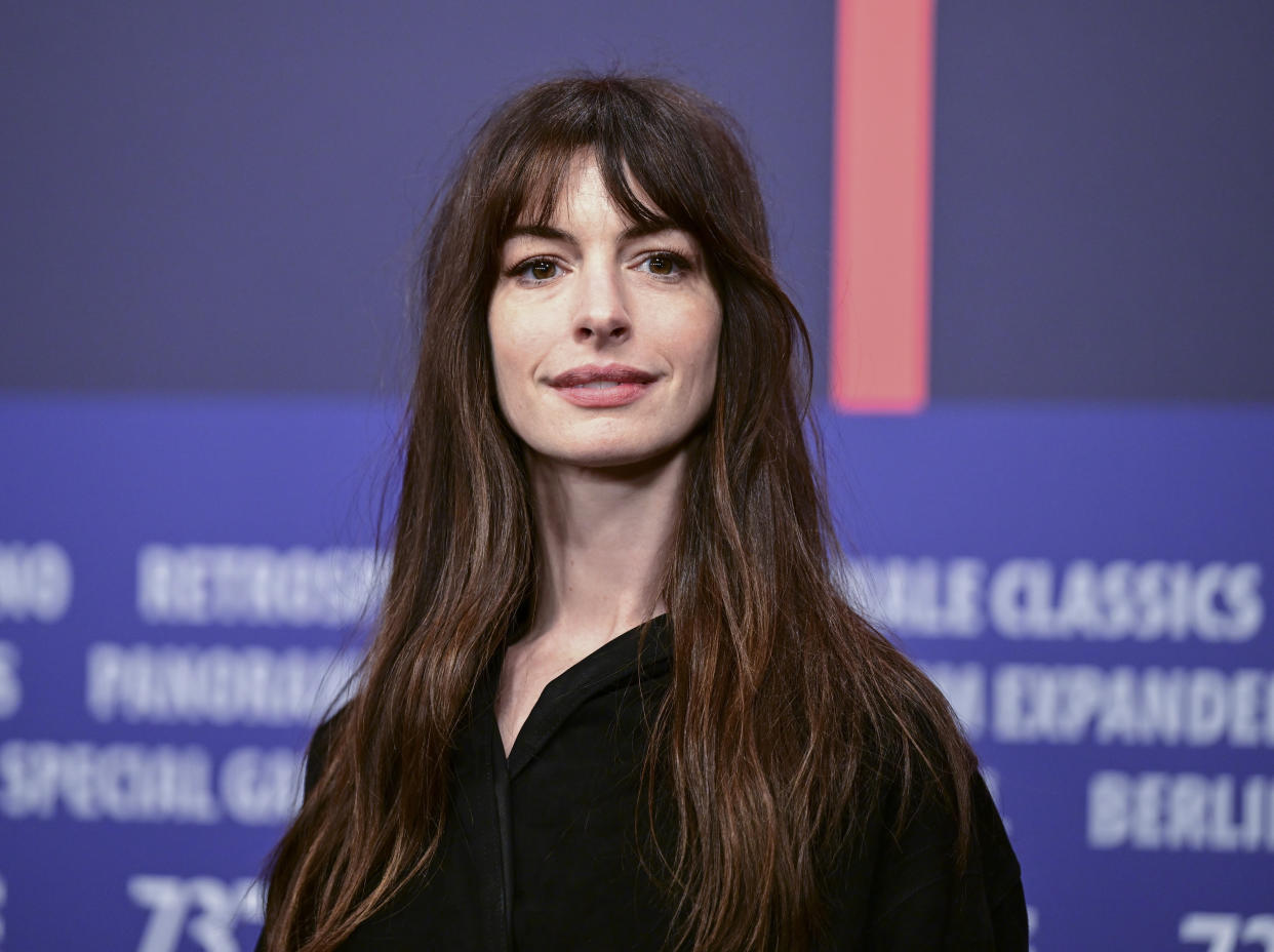 BERLIN, GERMANY - FEBRUARY 16: Anne Hathaway attends news conference of the movie 