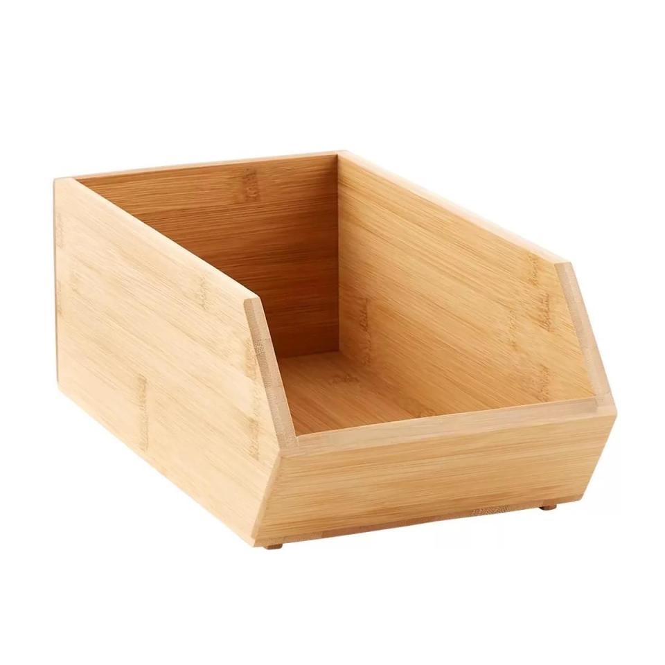 <p><a href="https://go.redirectingat.com?id=74968X1596630&url=https%3A%2F%2Fwww.containerstore.com%2Fs%2Fkitchen%2Fpantry-organizers%2Fstackable-bamboo-storage-bins%2F12d%3FproductId%3D11012163&sref=https%3A%2F%2F" rel="nofollow noopener" target="_blank" data-ylk="slk:Shop Now;elm:context_link;itc:0;sec:content-canvas" class="link ">Shop Now</a></p><p>Medium Deep Stacking Bamboo Bin</p><p>containerstore.com</p><p>$14.99</p>