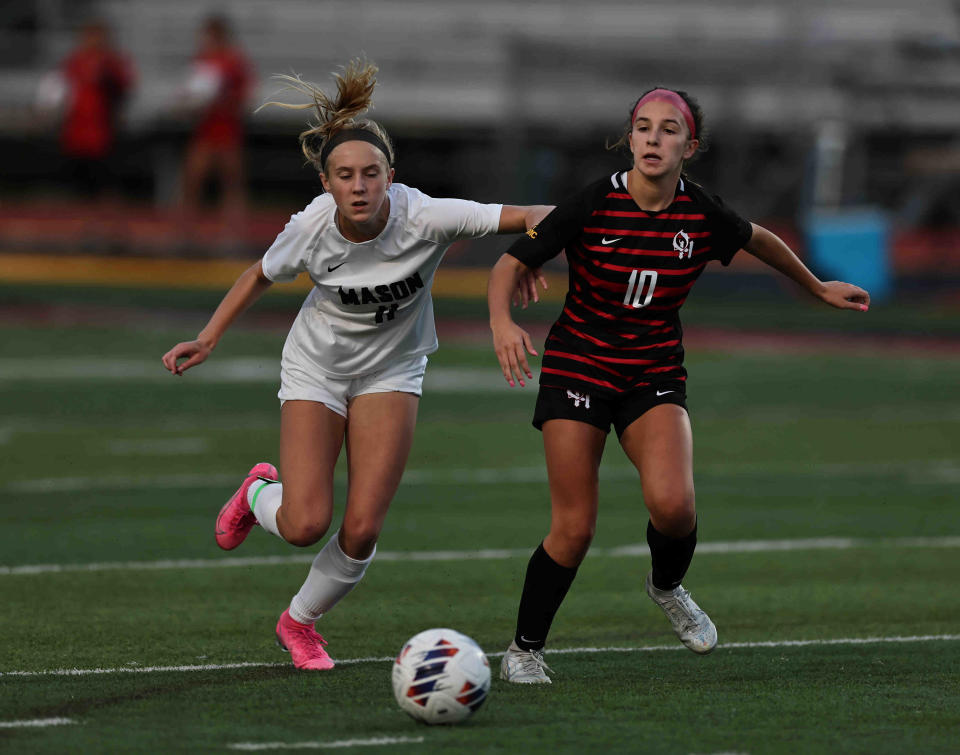 Oak Hills' Presley Pennekamp, right, has been voted one of the top girls soccer players in the state by USA TODAY Network Ohio.