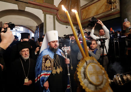 Metropolitan Epifaniy, head of the Orthodox Church of Ukraine, arrives at St. George's Cathedral, the seat of the Ecumenical Patriarchate, in Istanbul, Turkey January 5, 2019. REUTERS/Murad Sezer