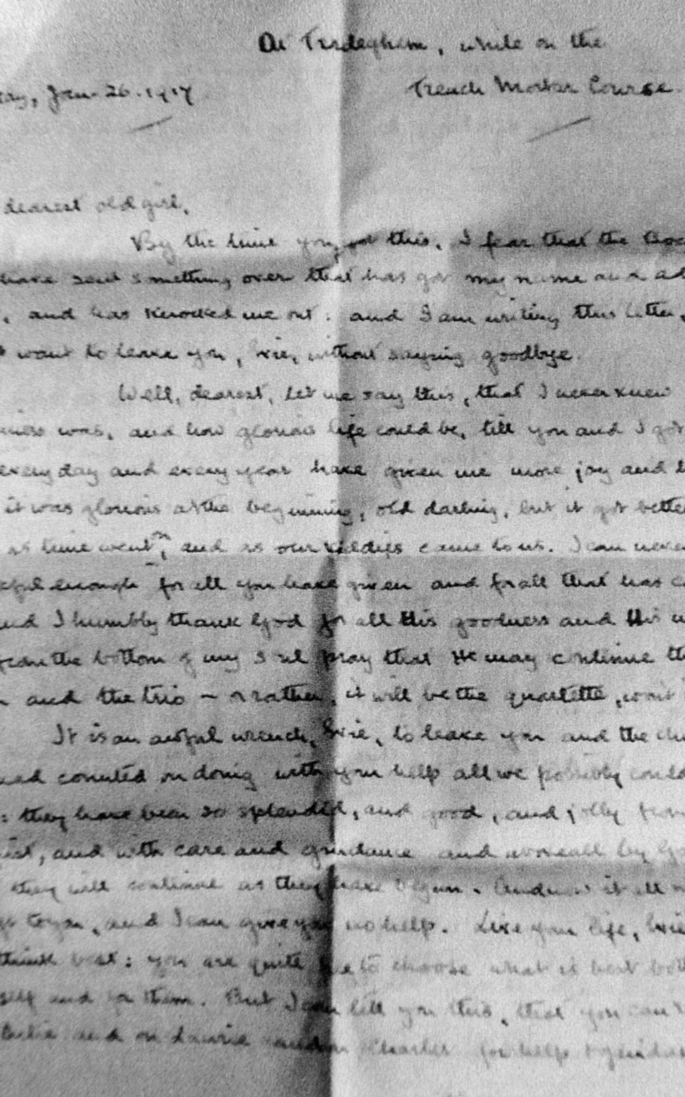 The letter written by John Barrett to his wife Evelyn - Credit: Julian Simmonds