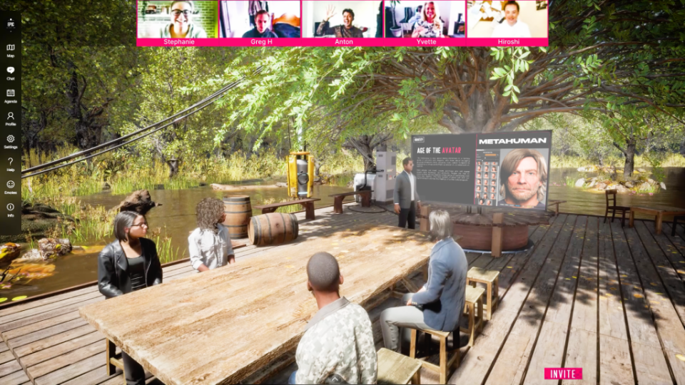 Avatars sitting at a virtual table