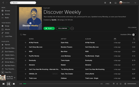 Spotify's desktop interface