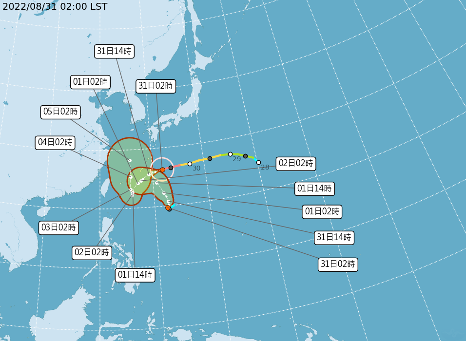 軒嵐諾颱風與TD14路徑圖。（圖／翻攝自中央氣象局）