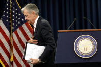 Federal Reserve Board Chairman Jerome Powell leaves after his news conference after a Federal Open Market Committee meeting in Washington, U.S., December 19, 2018. REUTERS/Yuri Gripas