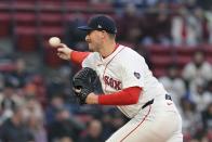 Boston Red Sox starting pitcher Cooper Criswell throws during the first inning of a baseball game against the San Francisco Giants, Tuesday, April 30, 2024, in Boston. (AP Photo/Michael Dwyer)