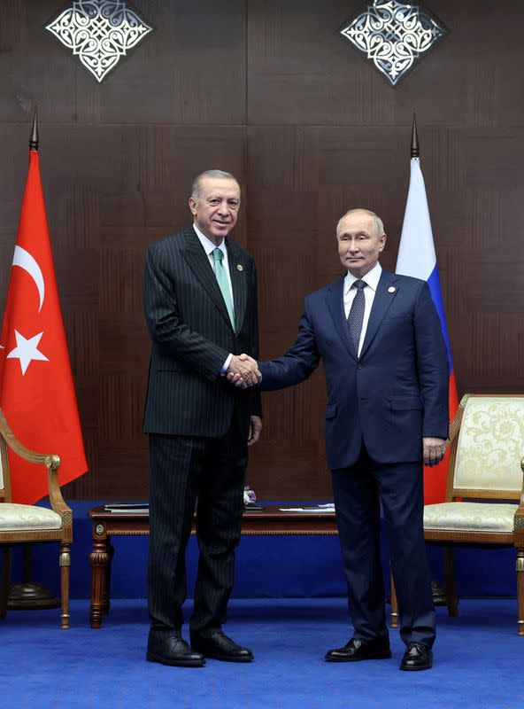 Turkish President Erdogan meets with Russian President Putin in Astana