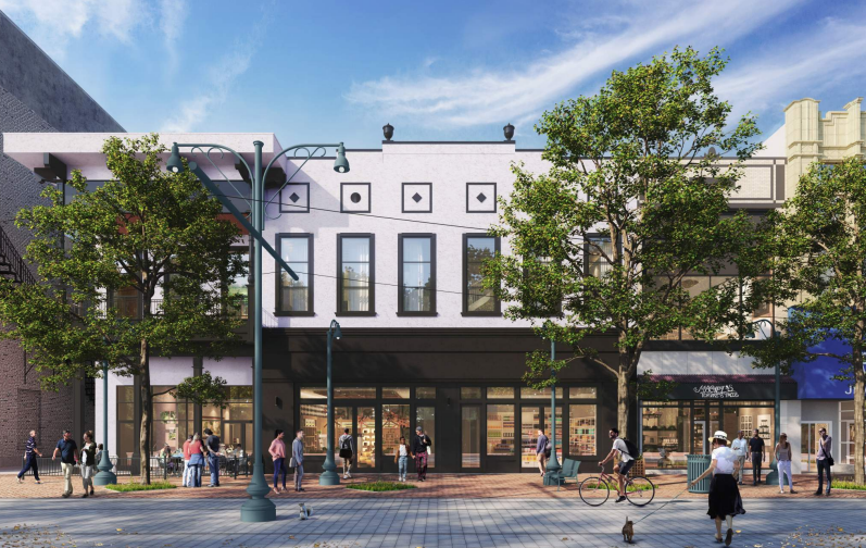 A rendering of 47-51 S. Main St. in Downtown Memphis. The former Family Dollar site will be renovated into a mixed-use space.