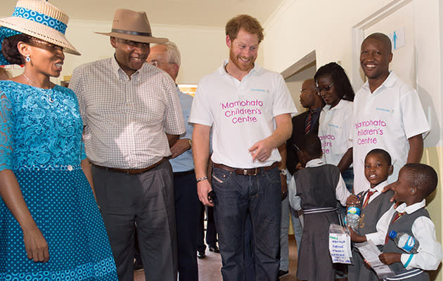 Prince Harry at the Mamohato Children's Centre. Photo: Getty Images.
