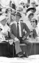 <p>A line judge closely watching play during a match at the Wimbledon Lawn Tennis Championships in 1976.</p>