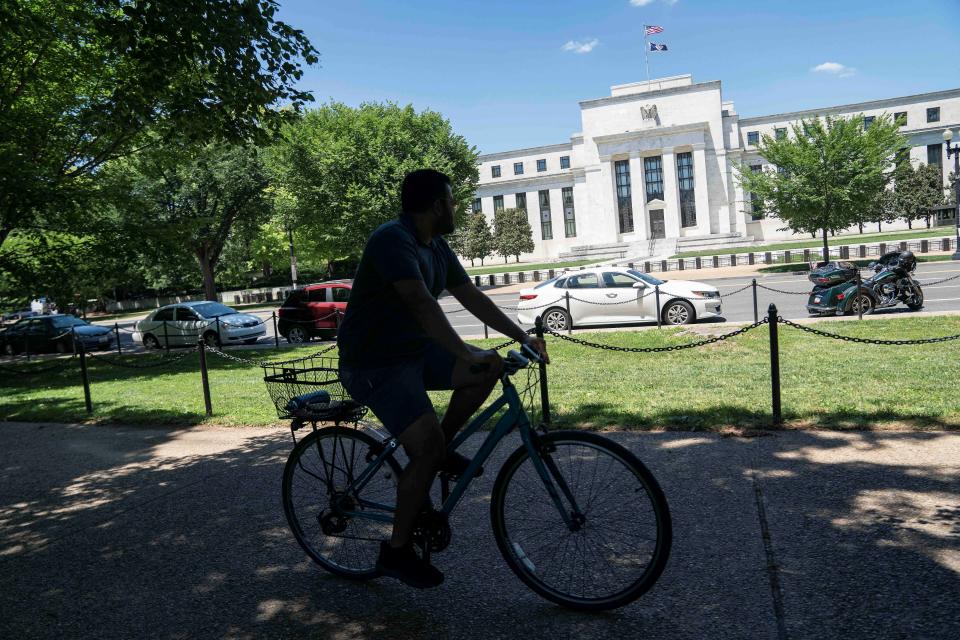 Photo taken on June 16, 2021 shows the U.S. Federal Reserve in Washington, D.C., the United States. The U.S. Federal Reserve on Wednesday kept its benchmark interest rates unchanged at the record-low level of near zero, as the economic recovery continues amid growing concerns over inflation surge. (Photo by Liu Jie/Xinhua via Getty Images)