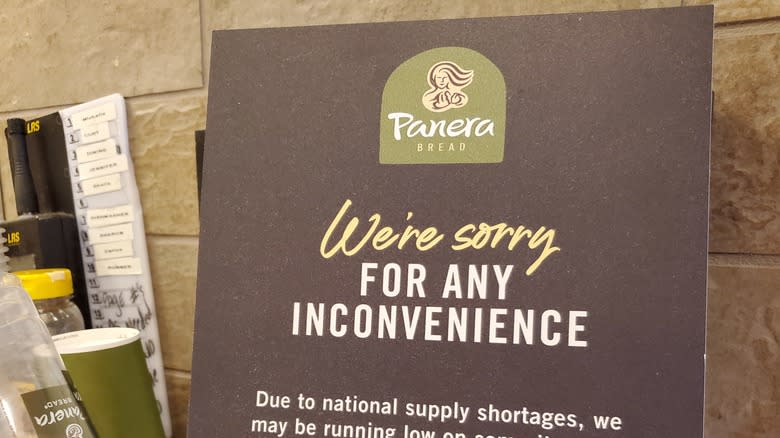 Sign at Panera 