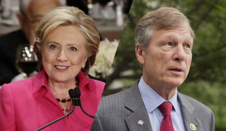 Democratic presidential candidate Hillary Clinton and Texas Rep. Brian Babin. (Photos: Frank Franklin II/AP, Tom Williams/CQ Roll Call)