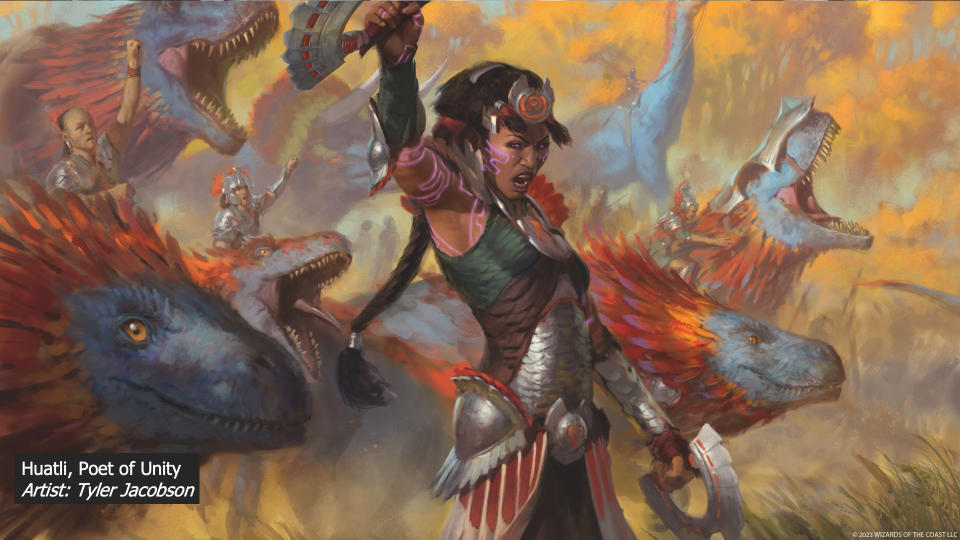 An army of dinosaurs is available in MTG set The Lost Caverns of Ixalan