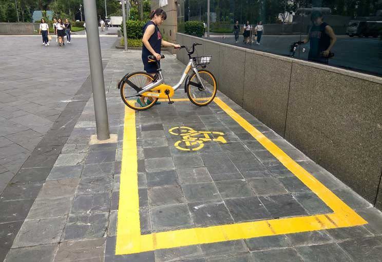 A parking space for shared bicycles in Singapore. Photo: Land Transport Authority