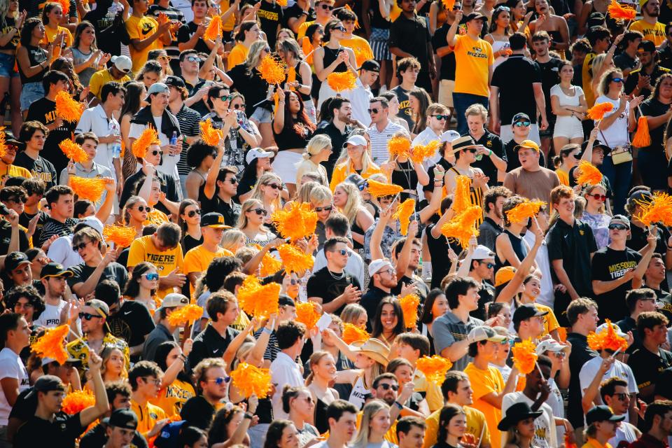 Missouri fans cheer during a game against Abilene Christian on Saturday, Sept. 17, 2022, at Faurot Field.