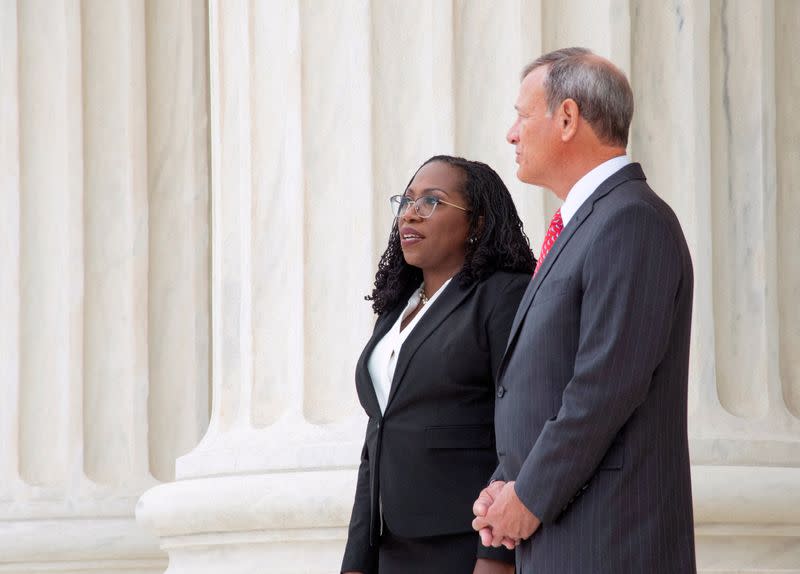 FILE PHOTO: Investiture ceremony for Justice Ketanji Brown Jackson is held at the U.S. Supreme Court in Washington