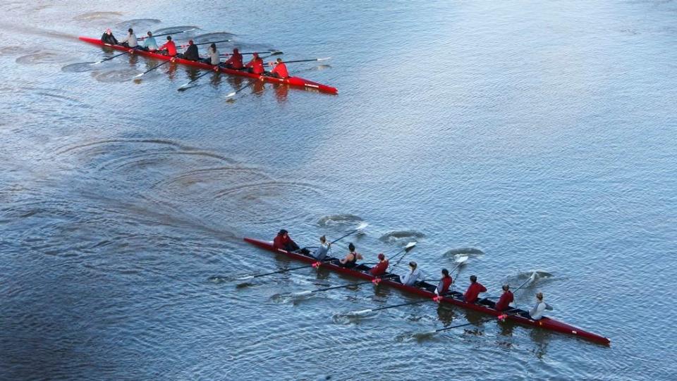 The University of Alabama in 2018-19 claimed a 122-person women's rowing team, but dozens of those women filled unneeded roster spots, USA TODAY's analysis found. The team, shown here practicing on the Black Warrior River on Jan. 4, 2016, needs only 28 women to complete in conference championships.