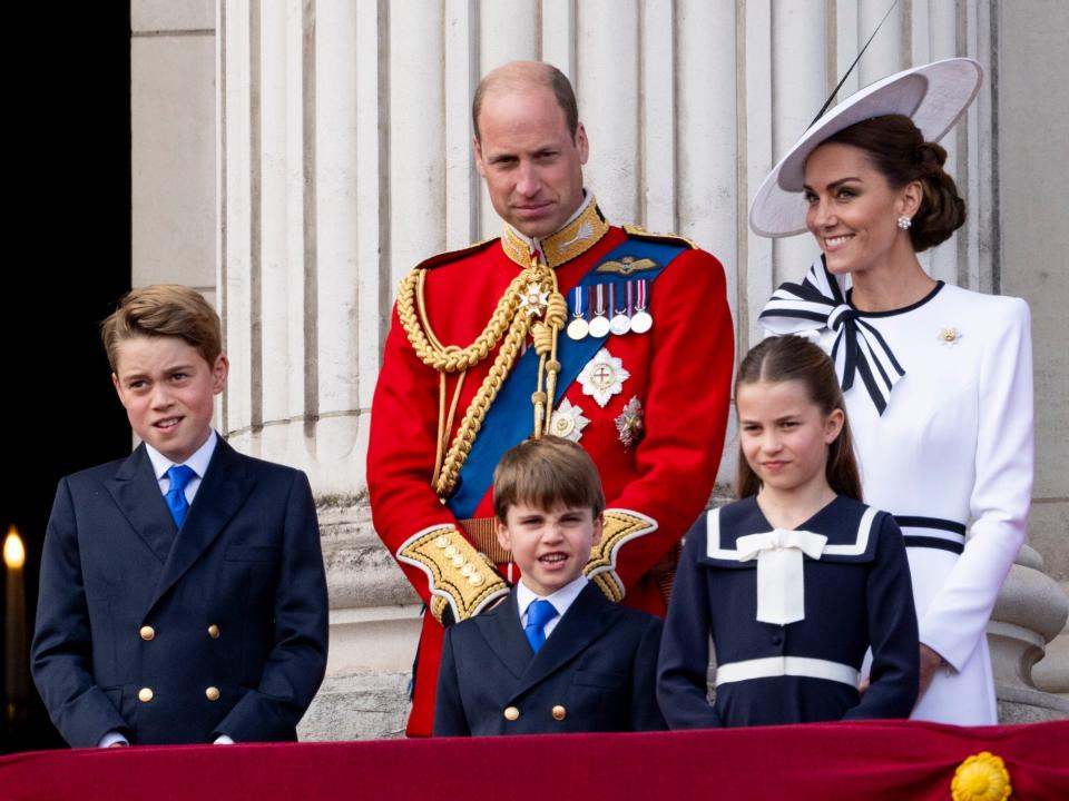 The Prince and Princess of Wales attend the 2024 Trooping the Colour with their children.