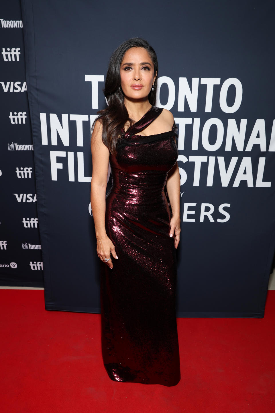 Salma Hayek à la première de Without Blood lors du Festival international du film de Toronto 2024 au TIFF Lightbox le 8 septembre. (Photo de Robin Marchant/Getty Images)