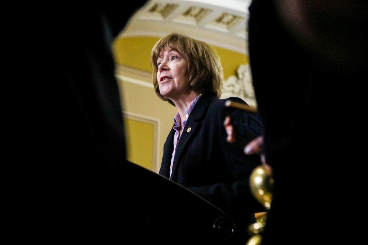 <span>Senator Tina Smith speaks at the US Capitol earlier this year</span><span>Photograph: Anna Rose Layden/Reuters</span>