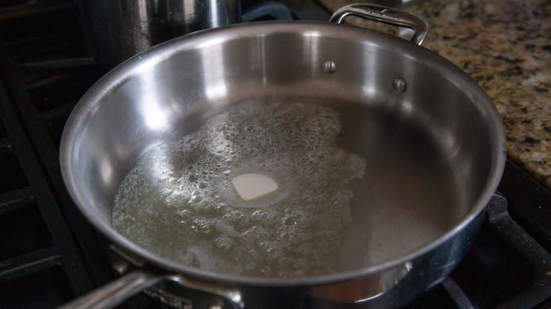 melting butter in skillet