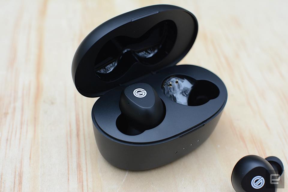 Grado promises its trademark sound in the GT220, the company’s first true wireless earbuds. It delivers on that, bundling it with better-than-expected battery life and the convenience of wireless charging. The overall design is rather plain and the fit is slightly awkward do the earbuds’ construction. There also isn’t a companion app for any customization. However, you wouldn’t need to tweak the sound anyway, because these are some of the best-sounding earbuds we’ve tested.