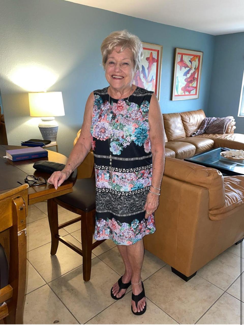 Irene Hambach-Blohm, pictured at home, notes it was difficult slowing down after retiring from operating restaurants. Now, "I'm perfectly happy."