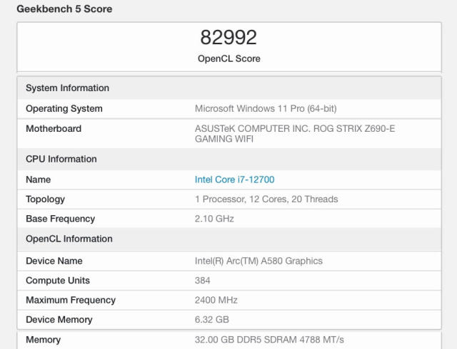 GPU Geekbench OpenCL score 2023