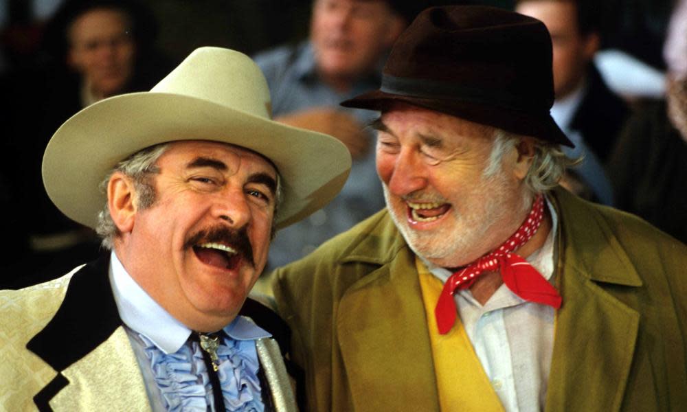 Bill Maynard, right, as Claude Greengrass with Bobby Knutt in Heartbeat, 1996.