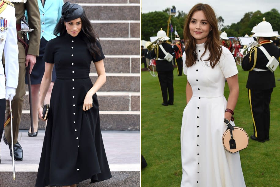 <p>A l’occasion d’une visite officielle en Australie, Meghan Markle avait revêtu une robe… identique à celle de Jenna Coleman, l’ex-petite amie du prince Harry. Un fashion faux-pas qu’elle n’aurait malheureusement pas pu anticiper… Crédit photo : Getty Images </p>