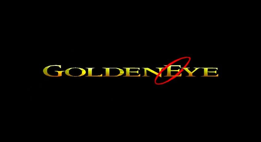 Opening image for GoldenEye007, featuring the title in golden text