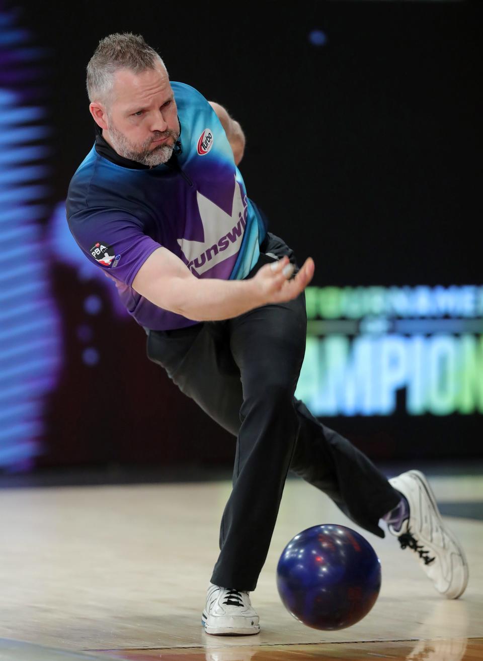 Jason Sterner competes against Marshall Kent during the PBA Tournament of Champions on Sunday.