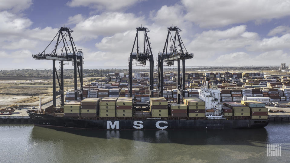 a photo of an MSC container ship