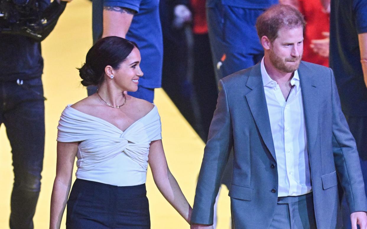The Duke and Duchess of Sussex attend the Invictus Games 2020 Opening Ceremony at Zuiderpark, in The Hague, Netherlands on Saturday - Samir Hussein/WireImage