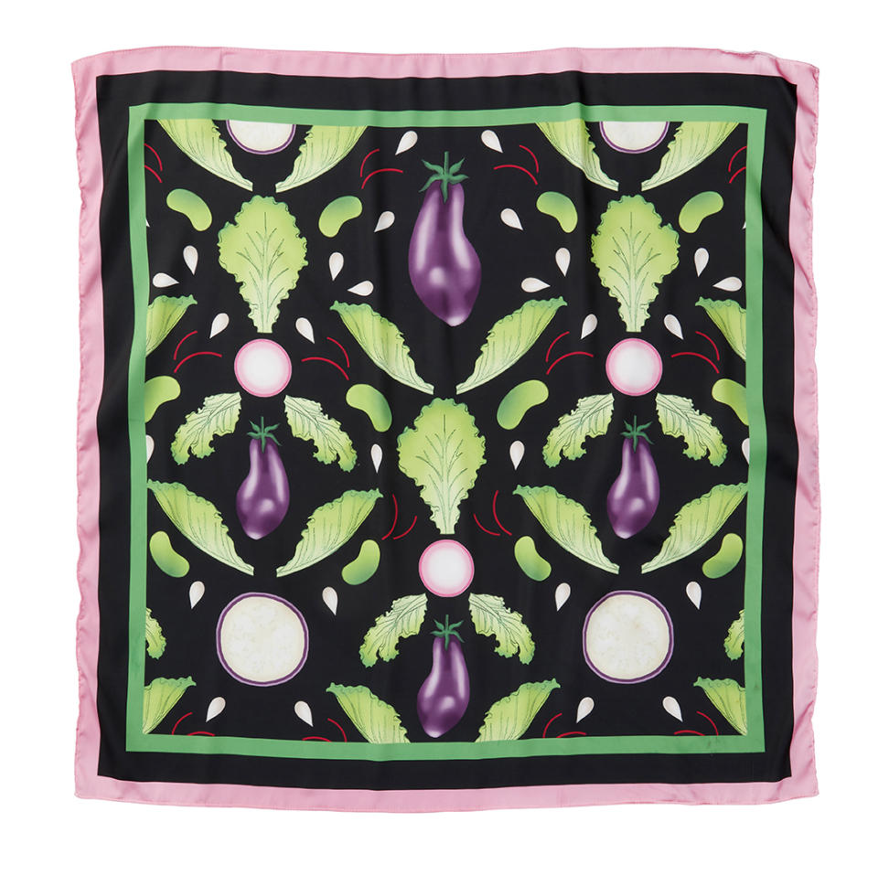Richard Quinn’s silk scarf was inspired by one of Pret a Manger’s new summer salads. - Credit: Courtesy image