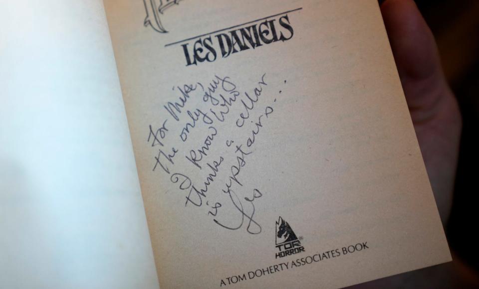 In an inscription from author Les Daniels to Cellar Stories founder Michael Chandley, "The only guy I know who thinks a cellar is upstairs."