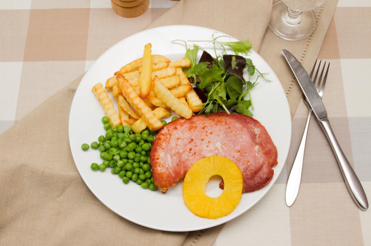 ham steak and peas